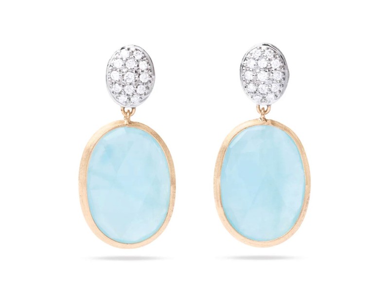 Marco Bicego Seville Earrings in Yellow Gold with Aquamarines with Diamonds