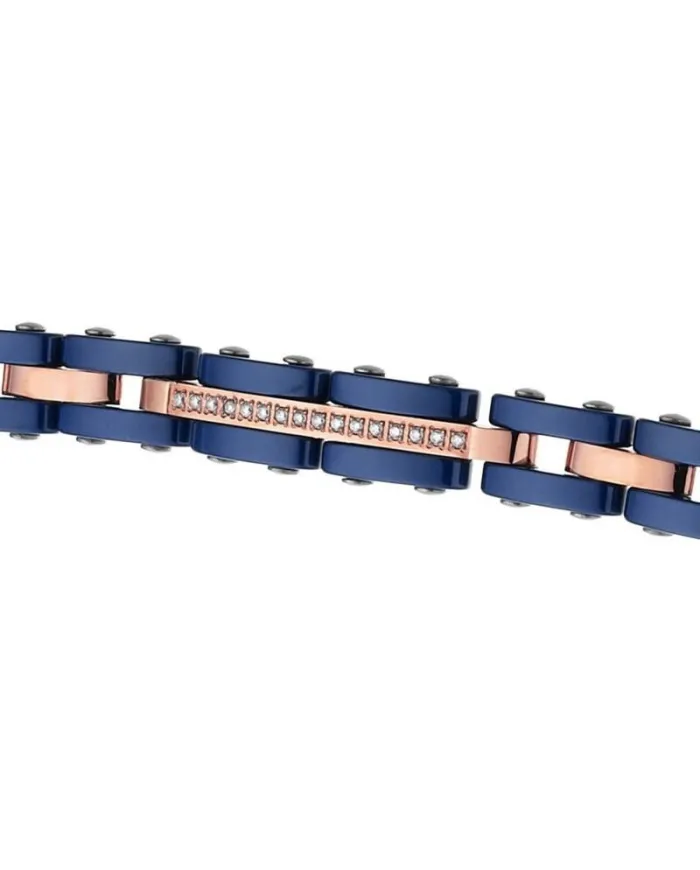Bracciale da Uomo Zancan Hiteck in Acciaio Pvd con Zaffiri Bianchi