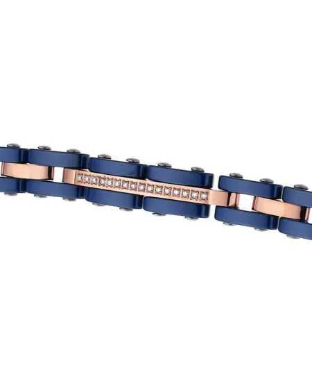 Bracciale da Uomo Zancan Hiteck in Acciaio Pvd con Zaffiri Bianchi