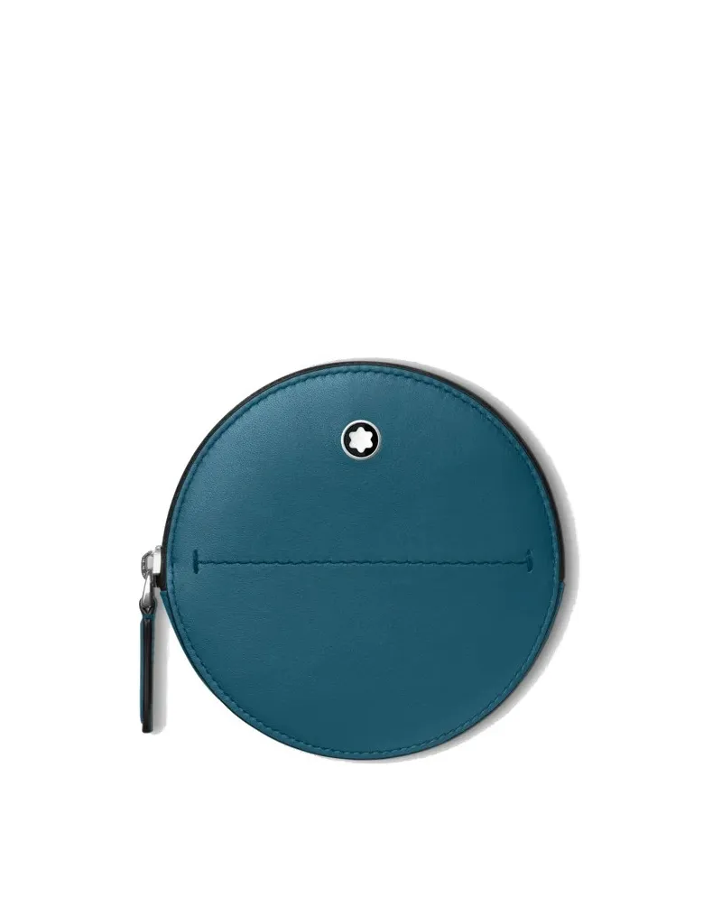 Étui rond souple Montblanc Selection en cuir bleu sarcelle