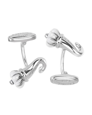Boutons de manchette Chantecler Capri pour homme, ornés de cornes porte-bonheur en argent.