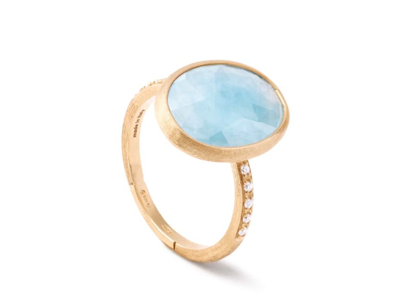 Marco Bicego Seville Ring in Yellow Gold with Aquamarine and Diamonds