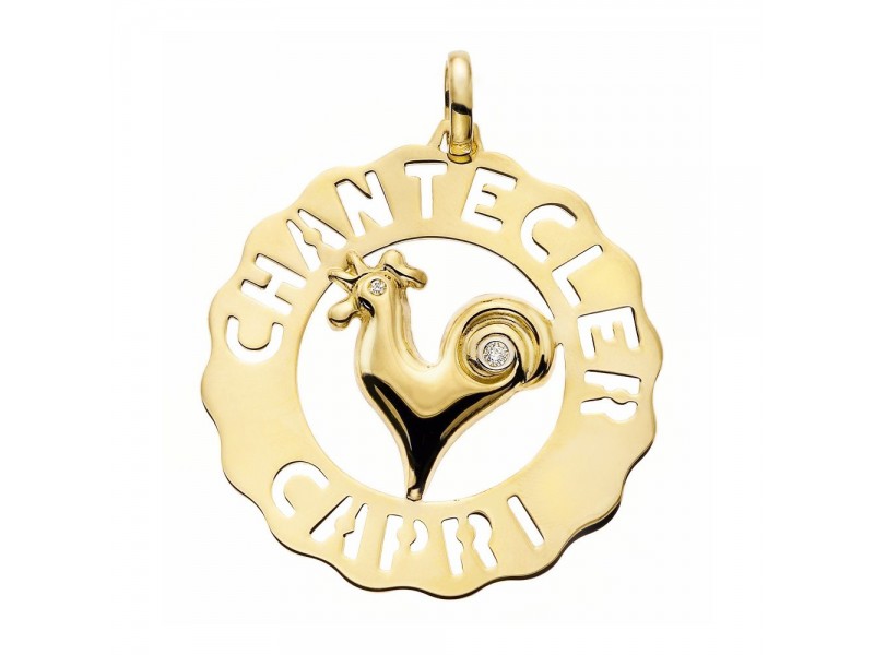 Ciondolo Chantecler grande Logo Gallo in oro giallo e diamanti