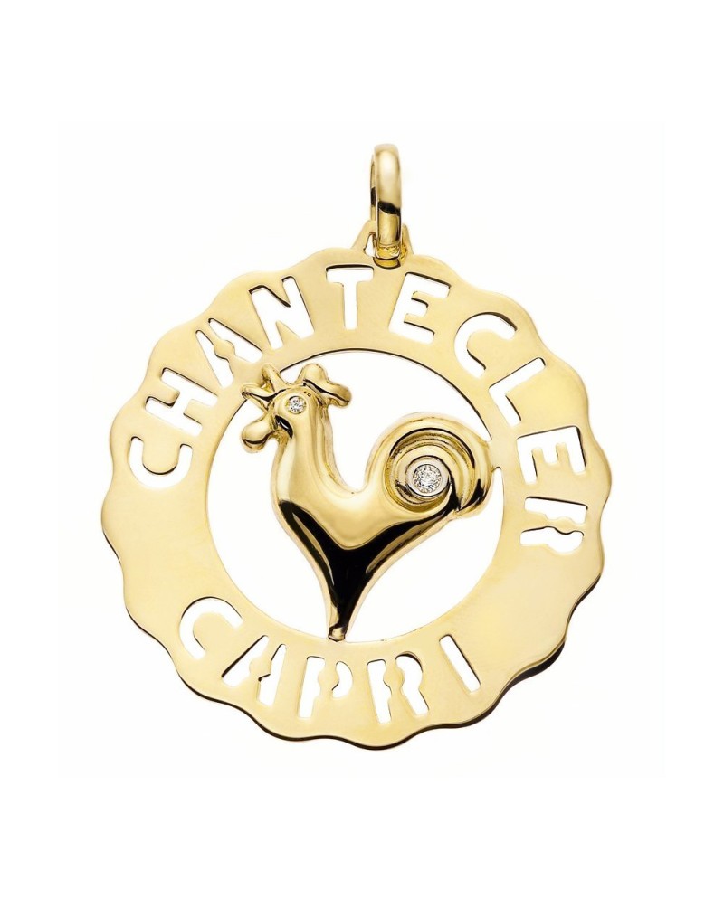 Chantecler Capri ciondolo grande in oro giallo e galletto con diamanti