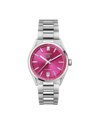 Montre Tag Heuer Carrera 36 mm avec cadran rose et bracelet en acier