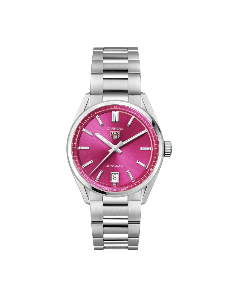 Tag Heuer Carrera 36 mm Watch with Pink Dial and Steel Bracelet