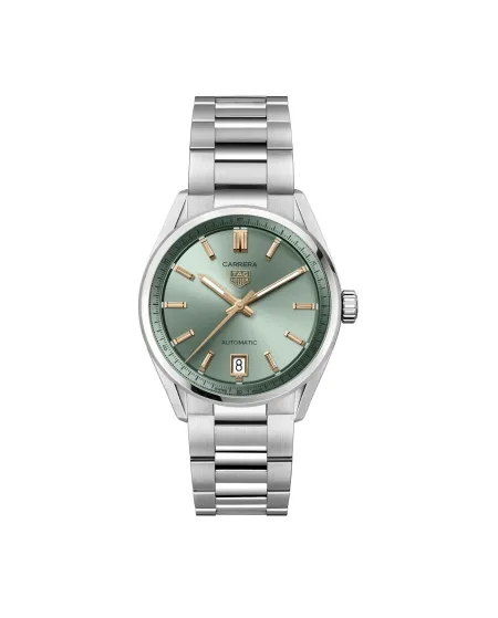 Montre Tag Heuer Carrera 36 mm avec cadran vert et bracelet en acier