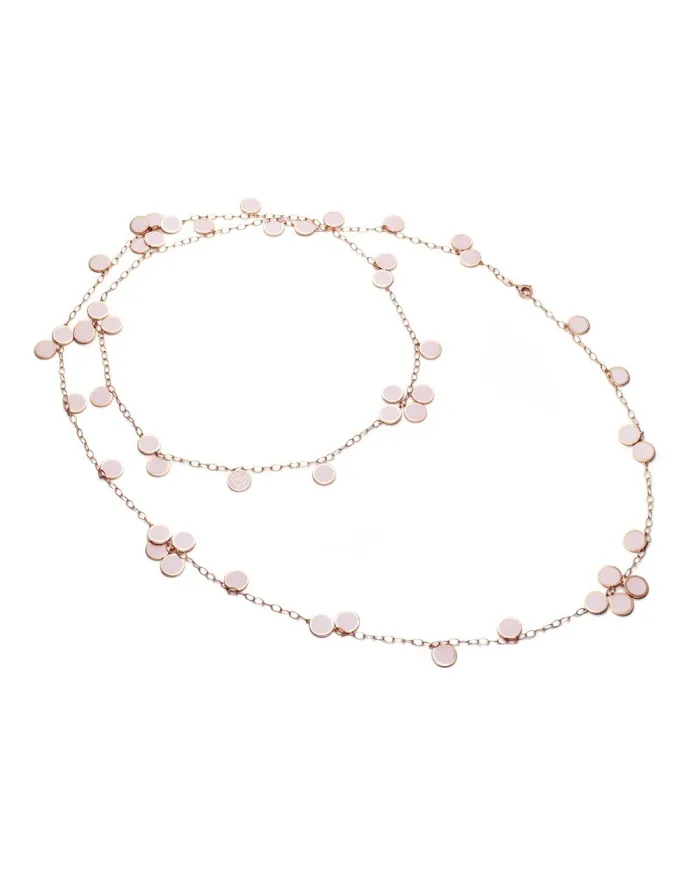 Chantecler Capri necklace with pendants in gold and powder pink enamel