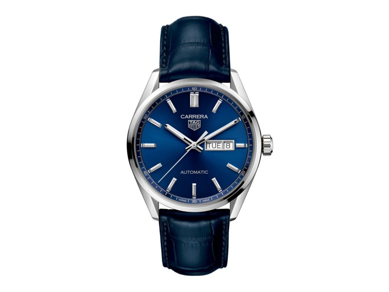 Tag Heuer Carrera Watch with Blue Dial and Leather Strap