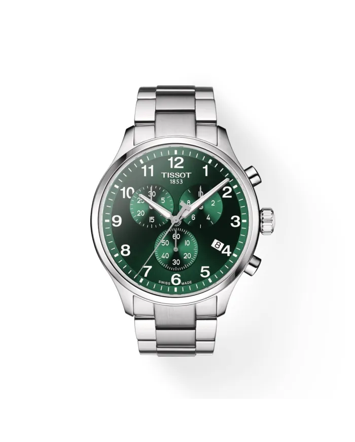 Orologio Tissot Chrono XL Classic con Quadrante Verde e Cinturino in Acciaio