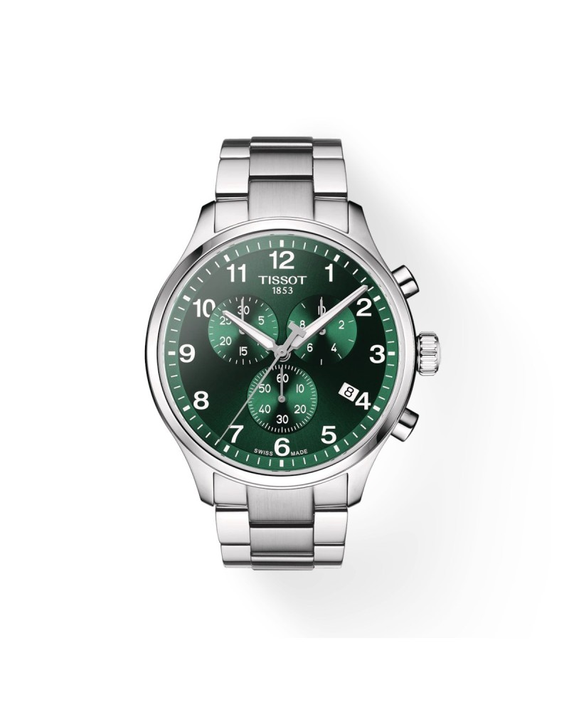 Tissot Chrono XL Classic Watch with Green Dial and Steel Bracelet