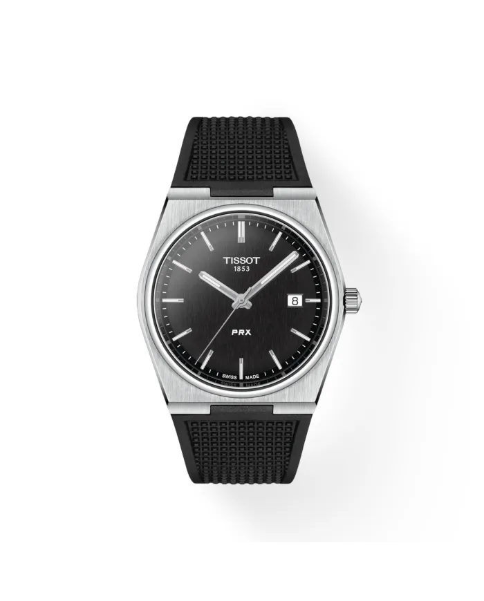 Orologio Tissot PRX con Quadrante Nero e Cinturino in Caucciù