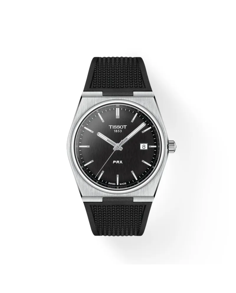Montre Tissot PRX avec cadran noir et bracelet en caoutchouc Montre Tissot PRX avec cadran noir et bracelet en caoutchouc