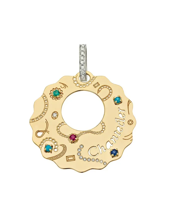 Chantecler Capri Suamém pendant in yellow gold and precious stones