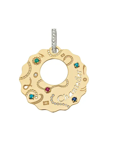 Pendentif Chantecler Capri Suamém en or jaune et pierres précieuses