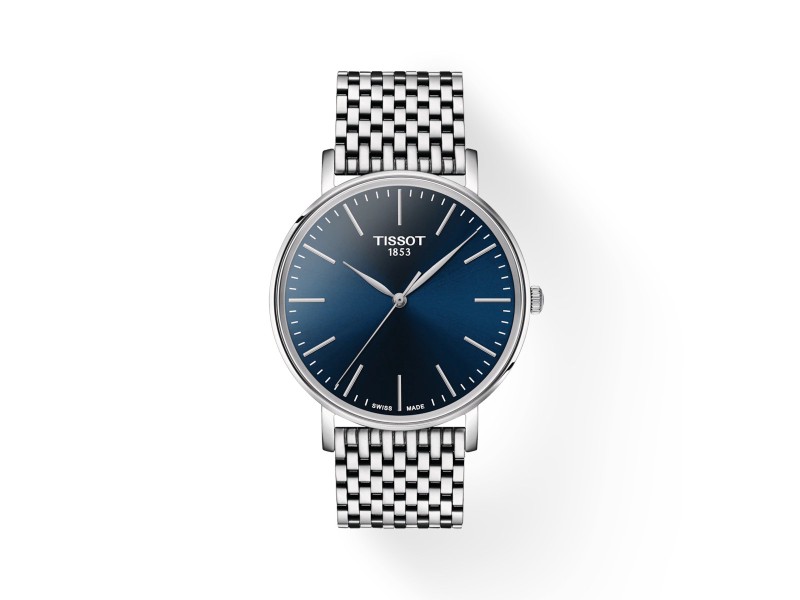 Tissot Everytime Watch with Blue Dial and Steel Strap