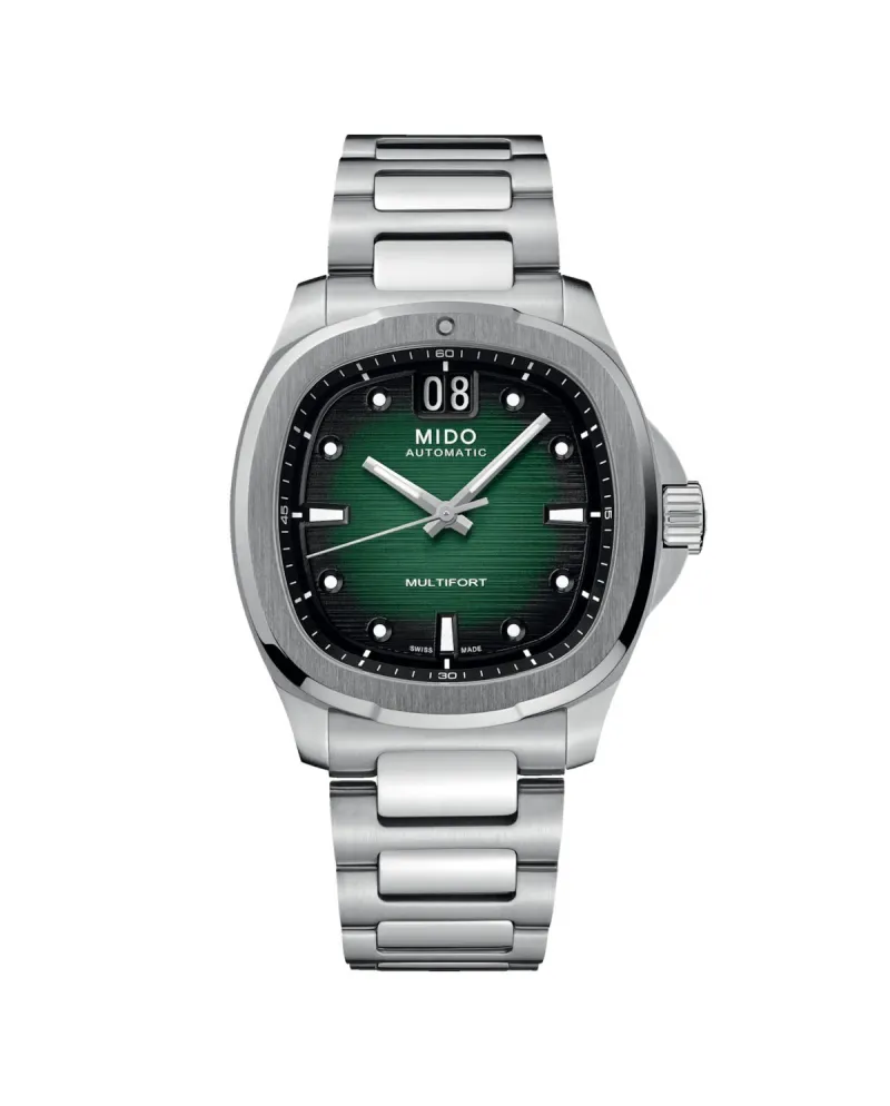 Mido Multifort TV Big Date Green Watch with Steel Strap