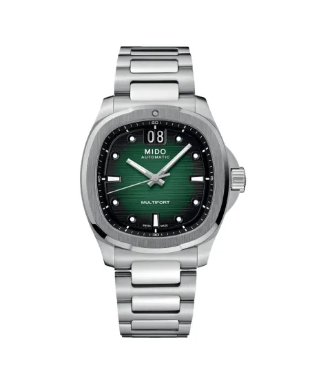 Mido Multifort TV Big Date Green Watch with Steel Strap