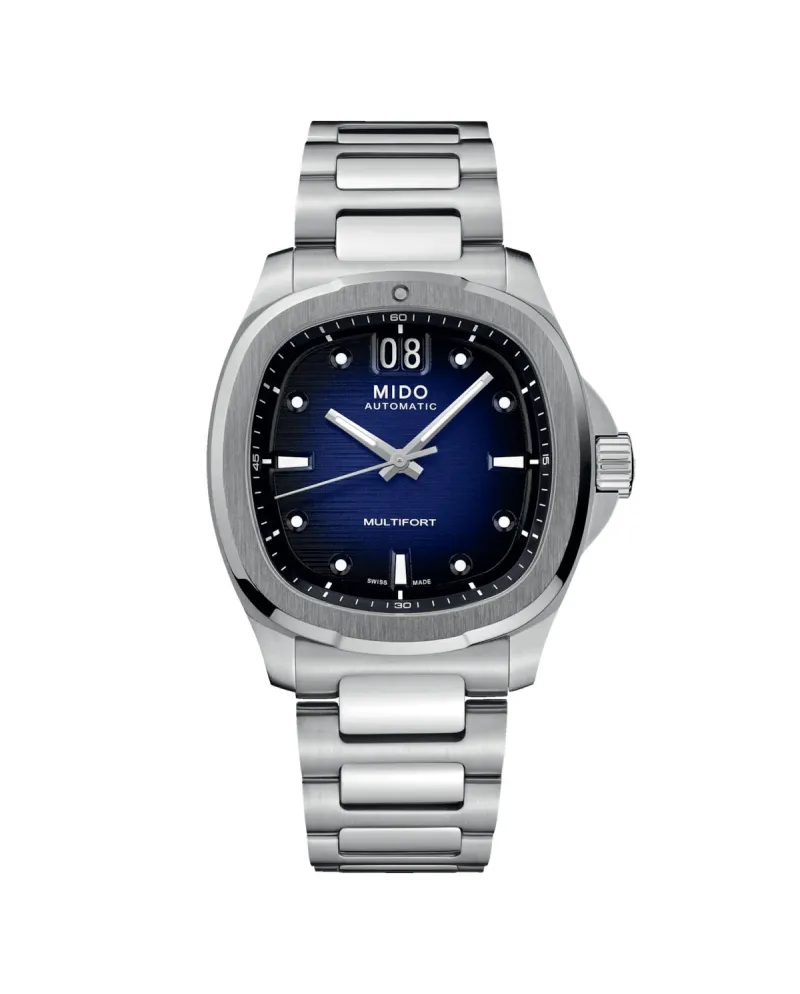Mido Multifort TV Big Date Montre Bleue avec Bracelet en Acier