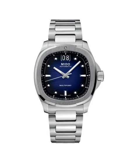 Mido Multifort TV Big Date Montre Bleue avec Bracelet en Acier