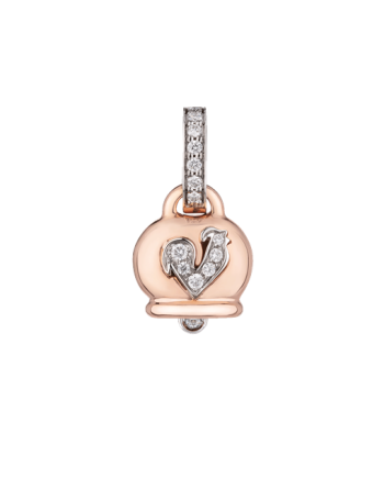 Chantecler Campanelle Small pendant in rose gold, diamonds and diamond-paved rooster