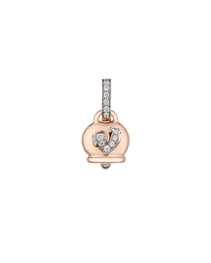 Chantecler Campanelle Small pendant in rose gold, diamonds and diamond-paved rooster