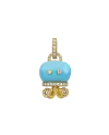 Medium Chantecler Campanelle Octopus Pendant in Yellow Gold with Diamonds and Turquoise