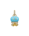 Pendentif Octopus Chantecler Campanelle Medium en Or Jaune avec Diamants et Turquoise