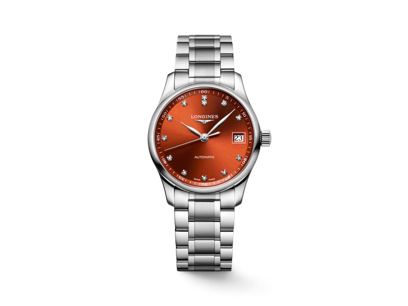 Longines Master Collection Watch with Orange Dial and Diamonds
