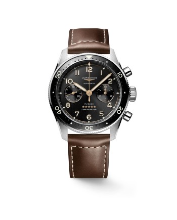 Cronografo Longines Spirit Flyback con Quadrante Nero e Cinturino in Pelle