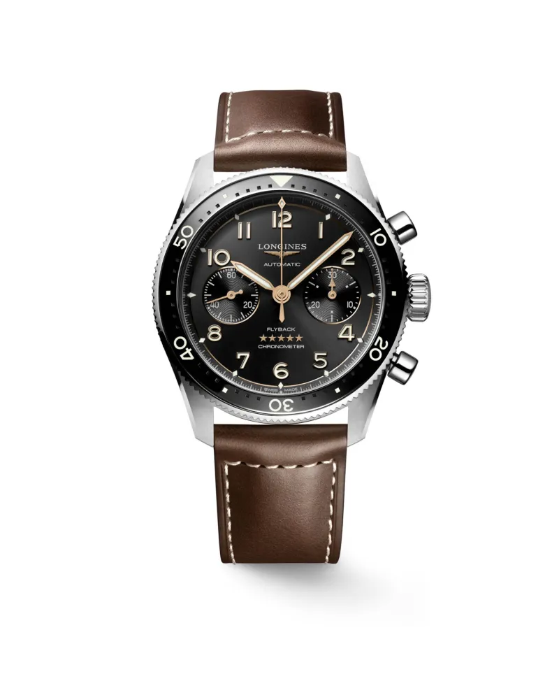 Longines Spirit Flyback Chronograph with Black Dial and Leather Strap Longines Spirit Flyback Chronograph with Black Dial and Leather Strap