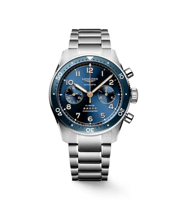 Cronografo Longines Spirit Flyback con Quadrante Blu e Cinturino in Acciaio