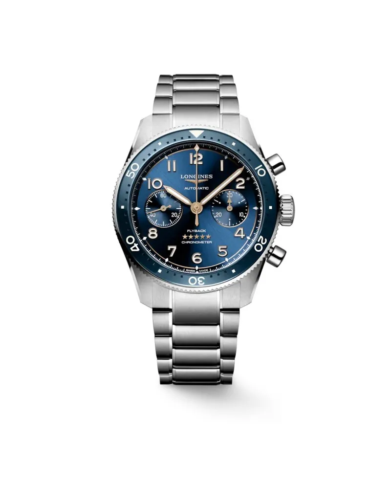 Cronografo Longines Spirit Flyback con Quadrante Blu e Cinturino in Acciaio