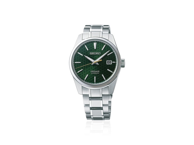 Seiko Presage Sharp Edge Green Dial Watch with Steel Strap