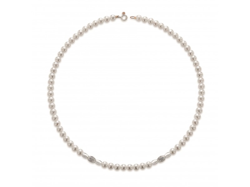 Le Lune Collana di perle con confetti in oro bianco Coscia Gioielli