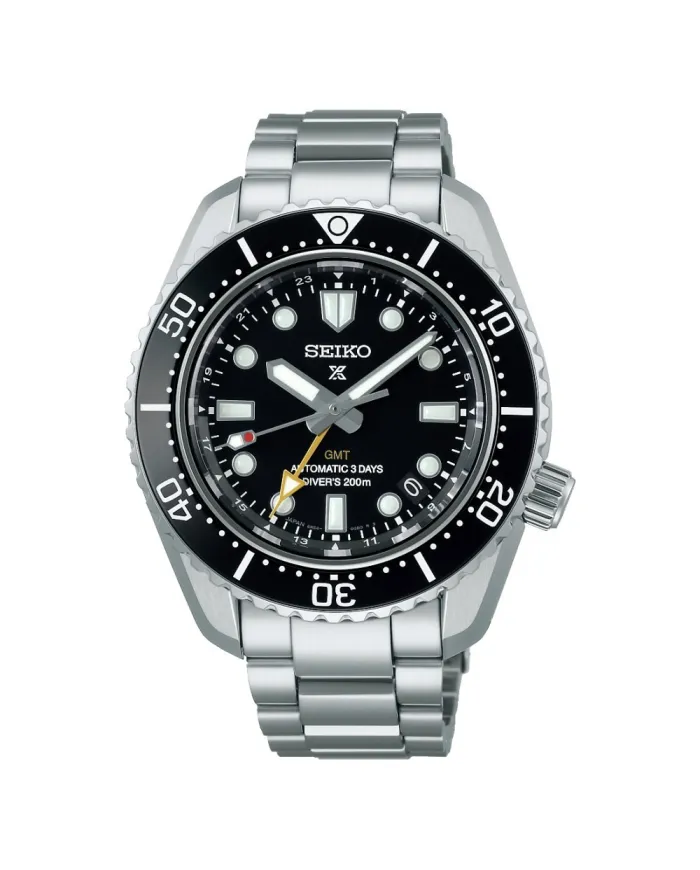 Seiko Prospex Diver's 200M GMT Black Dial Steel Strap Watch