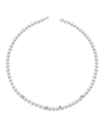 Coscia jewels Pearl necklace with diamond gold rings LLNK03.1