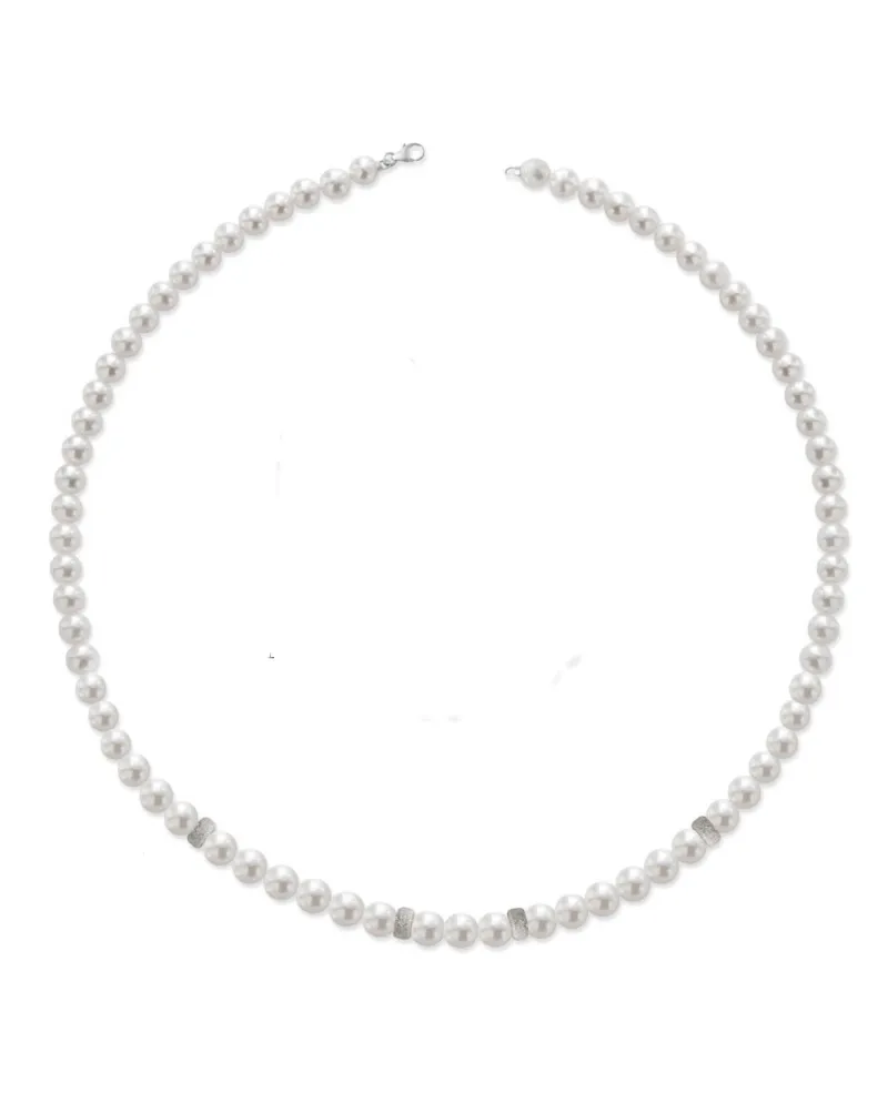 Coscia gioielli Collana di perle con anelli in oro diamantati LLNK03.1