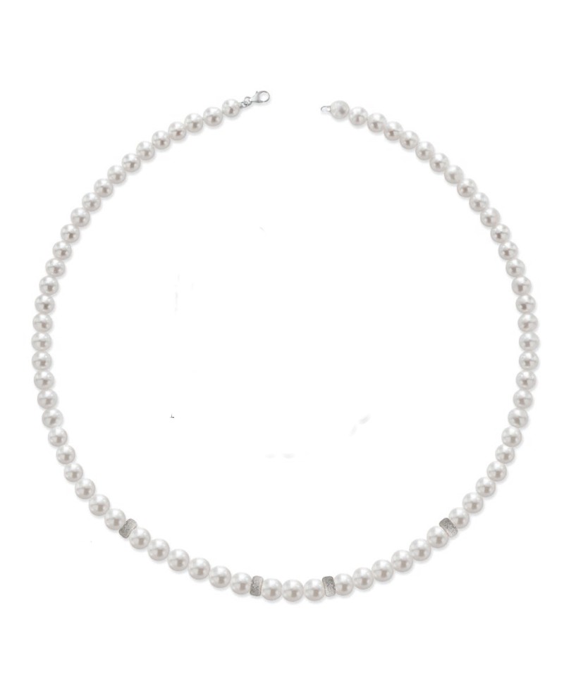 Coscia jewels Pearl necklace with diamond gold rings LLNK03.1