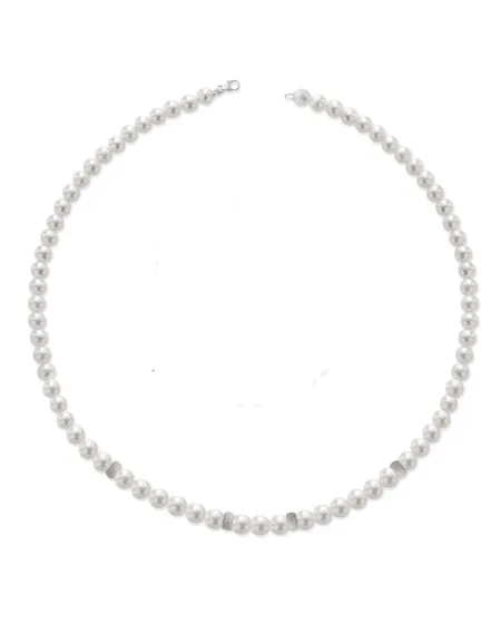 Coscia jewels Pearl necklace with diamond gold rings LLNK03.1