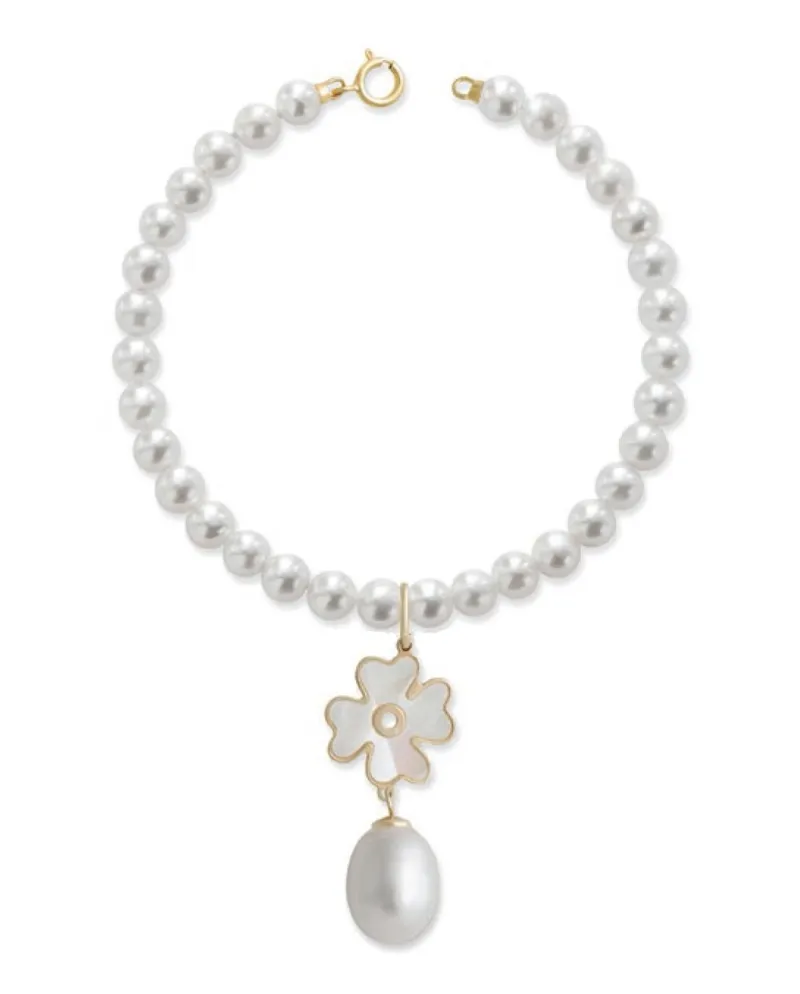 Coscia gioielli bracciale di perle e pendente quadrifoglio LLBR12.1