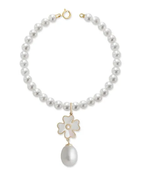 Coscia gioielli bracciale di perle e pendente quadrifoglio LLBR12.1