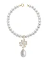 Coscia jewels pearl bracelet and four-leaf clover pendant LLBR12.1