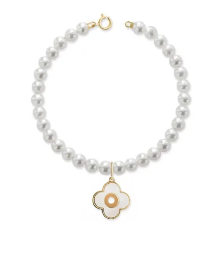 Coscia gioielli bracciale di perle e pendente fiore Le Lune LLBR12.4