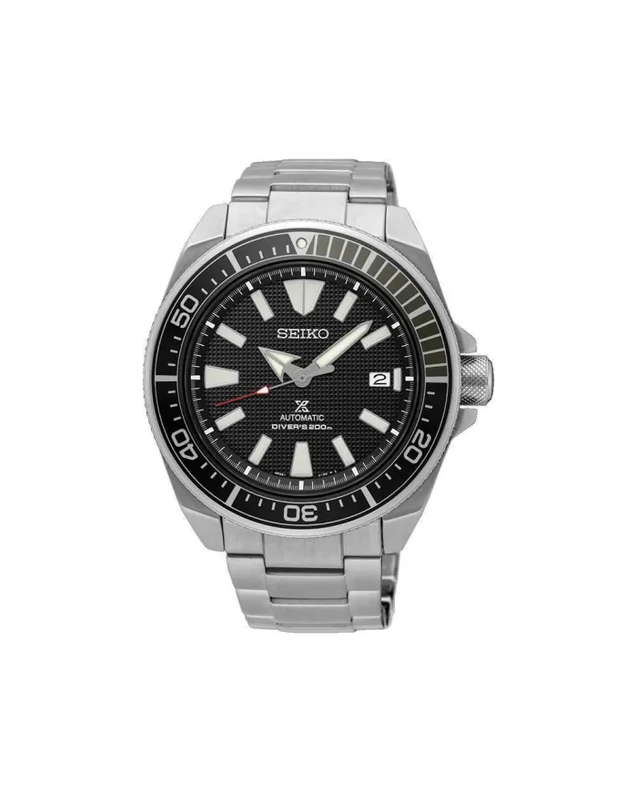 Seiko Prospex Samurai Diver's 200M Watch Black Dial Steel Bracelet