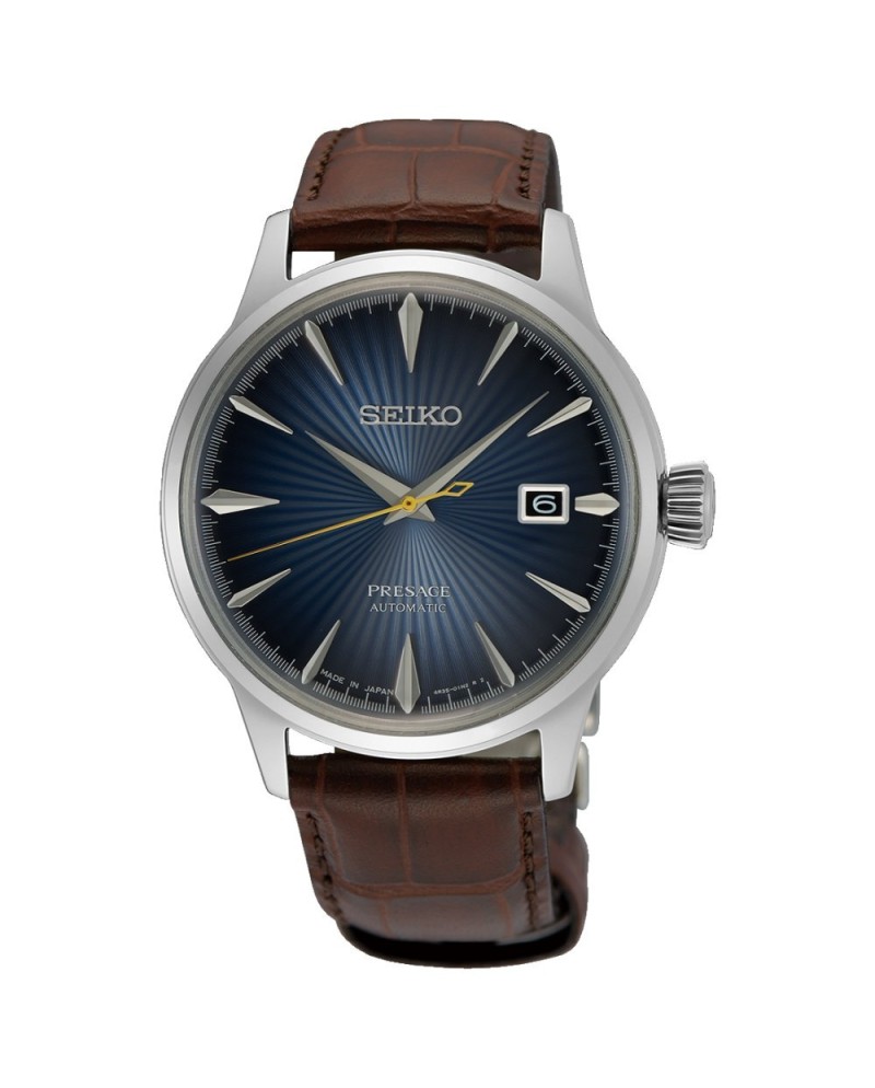 Seiko Presage Cocktail Blue Dial Watch with Leather Strap
