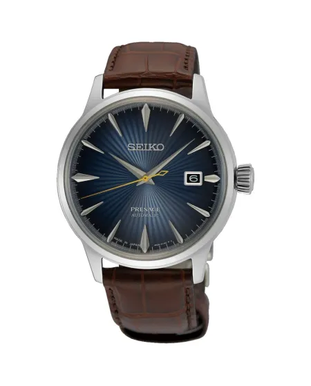 Seiko Presage Cocktail Blue Dial Watch with Leather Strap