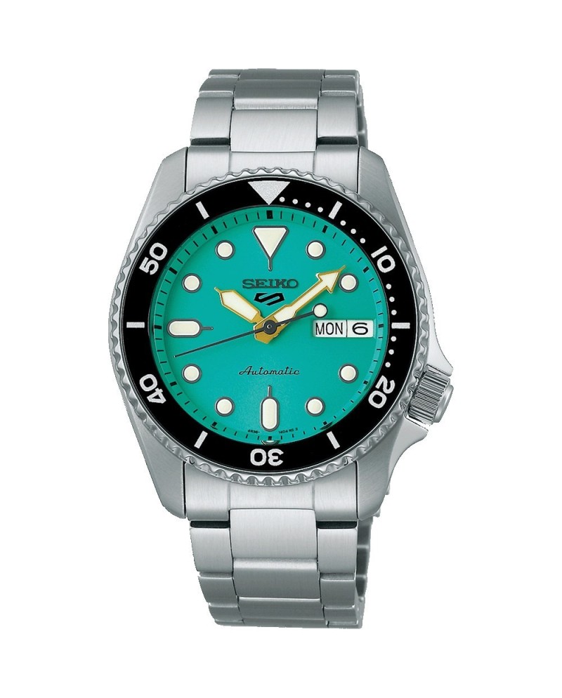 Seiko 5 Sport Watch Turquoise Dial Steel Bracelet
