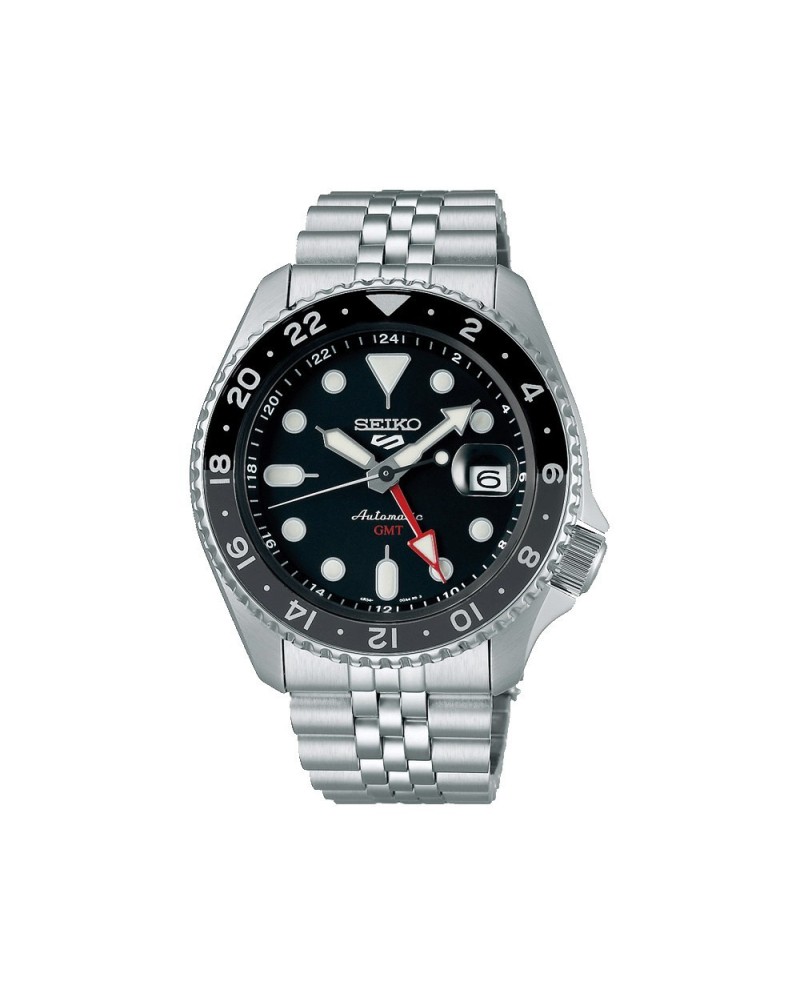 Orologio Seiko 5 Sports GMT Quadrante Nero Cinturino in Acciaio