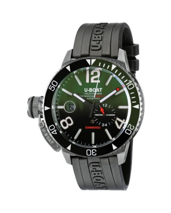 Montre U-Boat Sommerso 46 mm bracelet en caoutchouc vert céramique